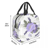 Purple Flower Thermal Insulated Lunch Bag Tote Cooler