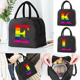Rainbow Letter Print Lunch Bag Insulated Cooler Thermal Storage Pouch