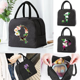 Flower Print Insulated Lunch Bag Portable Thermal Cooler Organizer