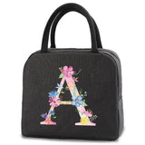 Pink Letter Print Insulated Lunch Bag Kids Food Thermal Tote