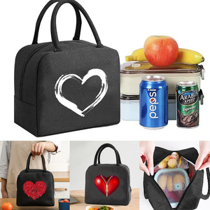 Love Print Insulated Lunch Bag Handbag Thermal Storage Pouch