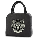 Skull Print Insulated Lunch Bag Canvas Portable Storage Handbag