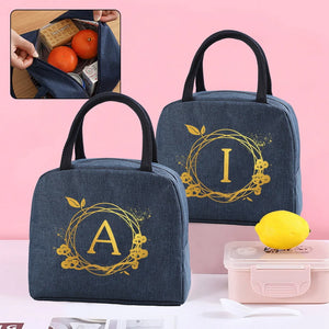 Canvas Picnic Thermal Lunch Bag with Wreath Print