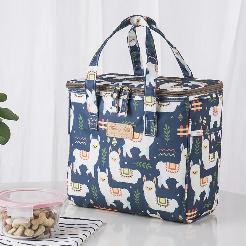 Portable Insulated Canvas Lunch Bag for Women Kid