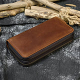 Big Capacity Phone Wallet Double Zip Layer Clutch Purse Leather Men Women