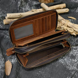 Big Capacity Phone Wallet Double Zip Layer Clutch Purse Leather Men Women
