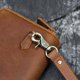 Big Capacity Phone Wallet Double Zip Layer Clutch Purse Leather Men Women