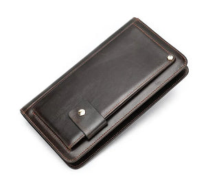 Leather Clutch Wallet Big Capacity Phone Bag Unisex Cow Leather Hand Bag