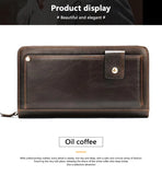 Leather Clutch Wallet Big Capacity Phone Bag Unisex Cow Leather Hand Bag
