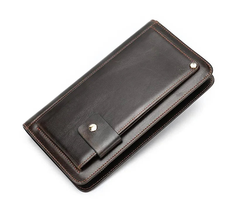 Leather Clutch Wallet Big Capacity Phone Bag Unisex Cow Leather Hand Bag