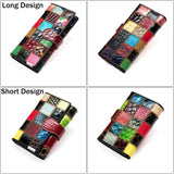 Leather Women Clutch Wallet Patchwork Real Leather Long Purse Phone Pocket