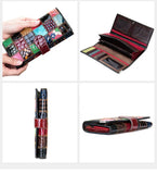 Leather Women Clutch Wallet Patchwork Real Leather Long Purse Phone Pocket