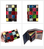 Leather Women Clutch Wallet Patchwork Real Leather Long Purse Phone Pocket