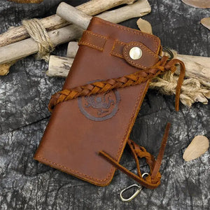 Braided Strap Leather Wallet Clutch for Men and Women