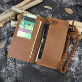 Braided Strap Leather Wallet Clutch for Men and Women