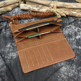 Braided Strap Leather Wallet Clutch for Men and Women