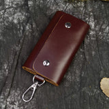 Vintage Leather Key Holder Crazy Horse Key Case Soft Cowskin