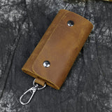 Vintage Leather Key Holder Crazy Horse Key Case Soft Cowskin