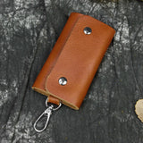 Vintage Leather Key Holder Crazy Horse Key Case Soft Cowskin