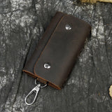 Vintage Leather Key Holder Crazy Horse Key Case Soft Cowskin