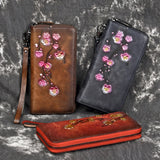 Flower Long Wallet Zipper Wristlet for Ladies Evening Clutch