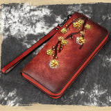 Flower Long Wallet Zipper Wristlet for Ladies Evening Clutch
