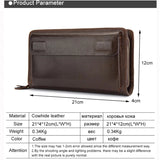 Men's Leather Clutch Wallet Double Zip Big Purse