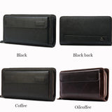 Men's Leather Clutch Wallet Double Zip Big Purse