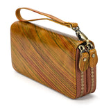 Long Wallet Leather Men Women Double Zipper Long Purse Real Cowskin Long Clutch