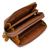 Long Wallet Leather Men Women Double Zipper Long Purse Real Cowskin Long Clutch