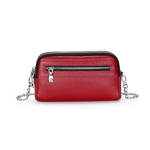 Cow Leather Women Small Bag Double Compartment Messenger Bag