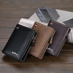 Men Short Leather Wallet Clutch Money Bag