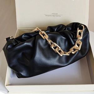 Chain Handbag Classic Style PU Leather Crossbody Bag Shoulder Bag Cloud Hand Bag