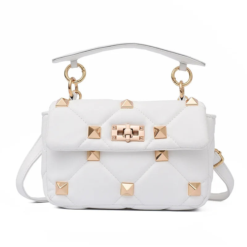 Retro Western Women's Shoulder Bag with Rivets Detail