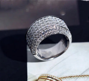 925 Silver Wedding Eternity Ring CZ Crystal Promise Engagement Band