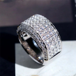925 Silver Wedding Eternity Ring CZ Crystal Promise Engagement Band
