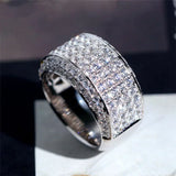 925 Silver Wedding Eternity Ring CZ Crystal Promise Engagement Band