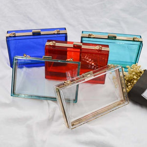 Acrylic Transparent Women Clutch Bag Chain Evening Bag