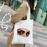 Arabic Woman Crown Hijab Face Muslim Islamic Eyes Cover Canvas Shoulder Handbag