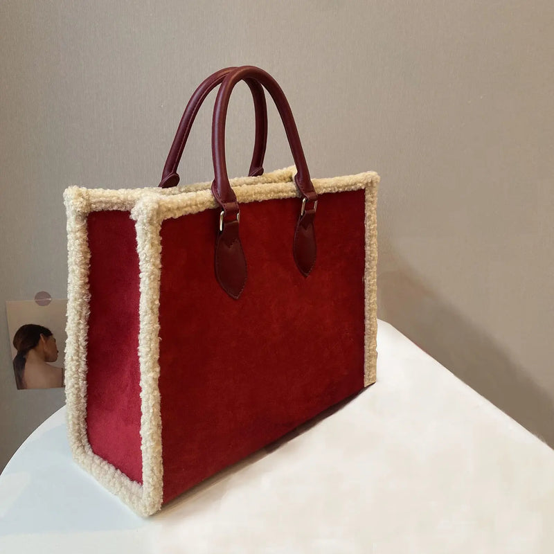 Autumn Winter Plush Shoulder Bag Large Capacity Handbag
