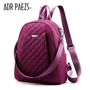 Nylon Backpack for Teen Girls Multi-pocket School Bag Plaid