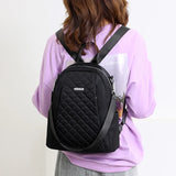 Nylon Backpack for Teen Girls Multi-pocket School Bag Plaid