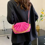 Soft Pleated Crossbody Bag Women Chain Messenger Handbag