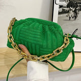 Soft Pleated Crossbody Bag Women Chain Messenger Handbag