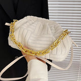 Soft Pleated Crossbody Bag Women Chain Messenger Handbag