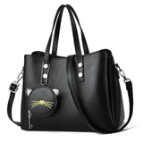 Bag Lady Large Capacity Handbag Cat Pendant Shoulder Messenger Bag