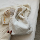 Winter Checkerboard Pattern Fur Tote Shoulder Handbag