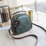 Vintage Leather Women Handbag Floral Shoulder Messenger Bag