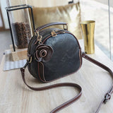 Vintage Leather Women Handbag Floral Shoulder Messenger Bag