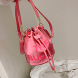 Soft Leather Crossbody Bag Women Messenger Bucket Handbag Purse
